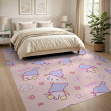 Cute Bubu Gnomes Pink Cartoon Area Rug