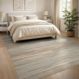 Beige Tan Horizontal Striped Woven Area Rug
