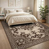 Brown and Tan Ornate Brown Tan Persian Floral Rug