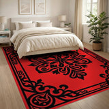 Red Vibrant Red Persian Floral Medallion Rug