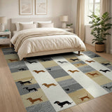 Dachshund Silhouette Washable Area Rug