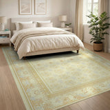 Ornate Beige Gold Floral Persian Area Rug