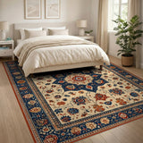 Multi-color and Patterns Beige Persian Floral Medallion Area Rug