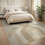 Beige Geometric Chevron Woven Area Rug
