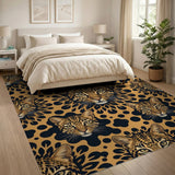Orange Leopard Face Pattern Area Rug