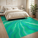 Radiant Teal Wave Abstract Area Rug