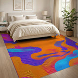 Geometric Modern Vibrant Wavy Multi-Color Geometric Area Rug