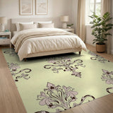 Pink Vintage Pink Floral Damask Area Rug