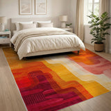 Vibrant Abstract Geometric Orange Area Rug