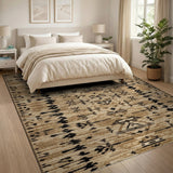 Tan Black Southwestern Geometric Area Rug
