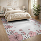 Delicate Pink Blossom Border Area Rug