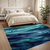 Sunset Over Teal Ocean Waves Area Rug