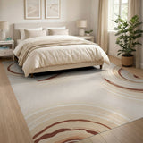 Beige and Neutral Beige Abstract Swirl Area Rug