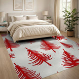 Red Christmas Tree Pattern Area Rug