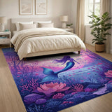 Mystical Purple Mermaid Lotus Pond Rug