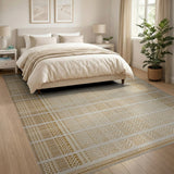 Beige and Neutral Beige Woven Heritage Tribal Area Rug