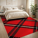 Geometric Modern Bold Red Plaid Geometric Area Rug