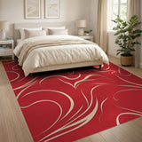 Red Red Swirl Abstract Area Rug