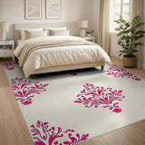 Pink Pink Floral Damask Area Rug