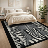 Black White Zebra Tribal Area Rug