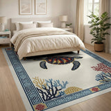 Sea Turtle Coral Reef Border Rug