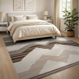 Beige Neutral Layered Peaks Rug