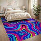 Vibrant Wavy Abstract Multi-Color Area Rug