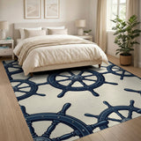 Nautical Ship Wheel Repeating Pattern Rug