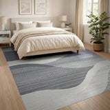 ODIKA Washable Modern Abstract Wavy Area Rug - Low Pile Non-Slip Pet Friendly Rug