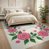 Pink Rose Wreath Floral Area Rug