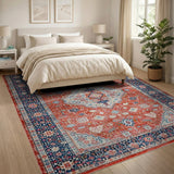 Traditional Persian Red Red Persian Medallion Area Rug