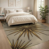 Golden Sunburst Geometric Modern Area Rug