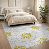 Gold Snowflake Blossom Pattern Area Rug