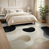 Abstract Black Organic Shapes Beige Area Rug