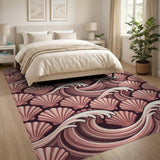 Pink Seashell Wave Coastal Rug