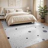 Textured Black White Circle Scatter Area Rug