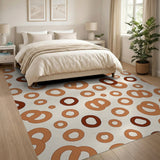 Abstract Orange Rings Area Rug