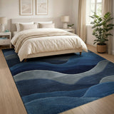 Layered Blue Mountain Wave Area Rug