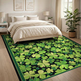 Green Lucky Shamrock Green Clover Area Rug