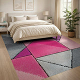 Vibrant Geometric Pink Purple Area Rug