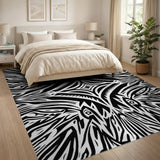 Black and White Bold Black White Zebra Tribal Area Rug