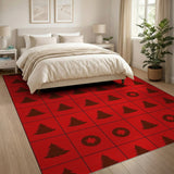 Red Christmas Memory Game Kids Area Rug