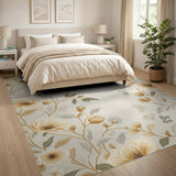 Cream Magnolia Floral Vintage Area Rug