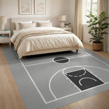 Basketball Court Line Art Area Rug