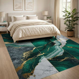 Emerald Malachite Gold Vein Abstract Area Rug