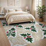 Festive Holly Berry Swirl Area Rug