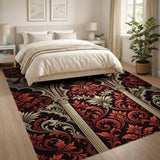 Red Ornate Persian Arch Area Rug