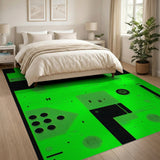 Vibrant Green Pixel Grid Area Rug