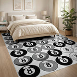 8-Ball Black White Geometric Area Rug