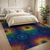 Rainbow Pride Burst Washable Area Rug